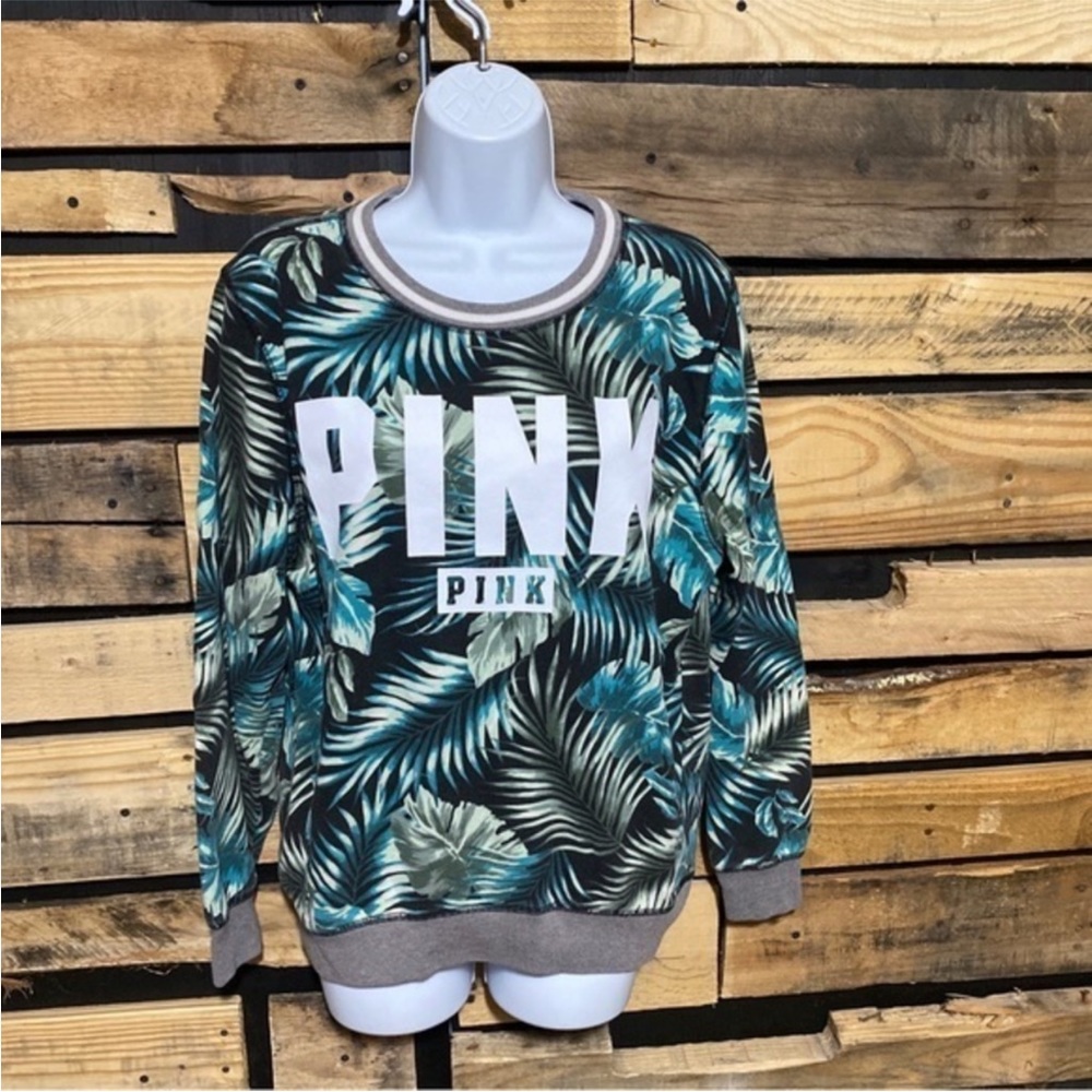 VS PINK Limited‎ Edition Tropical Fern Collegiate
Crewneck Sweatshirt Size XS